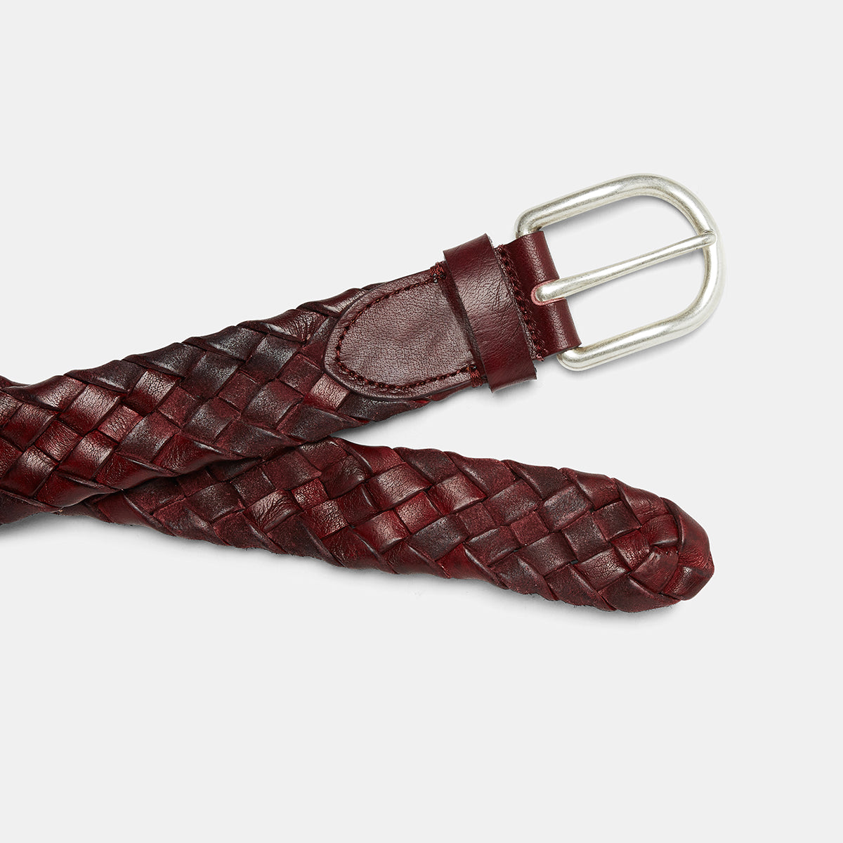 SIENA 35 Burgundy Hand-Braided Leather Belt