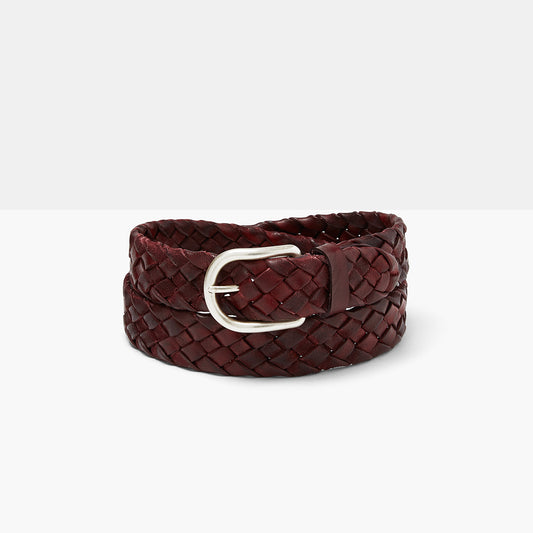 SIENA 35 Burgundy Hand-Braided Leather Belt