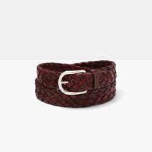 Load image into Gallery viewer, SIENA 35 Burgundy Hand-Braided Leather Belt
