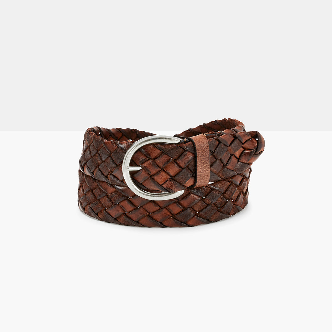 SIENA 40 Chestnut Hand-Braided Leather Belt